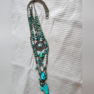 Turquoise colored multilayer necklace